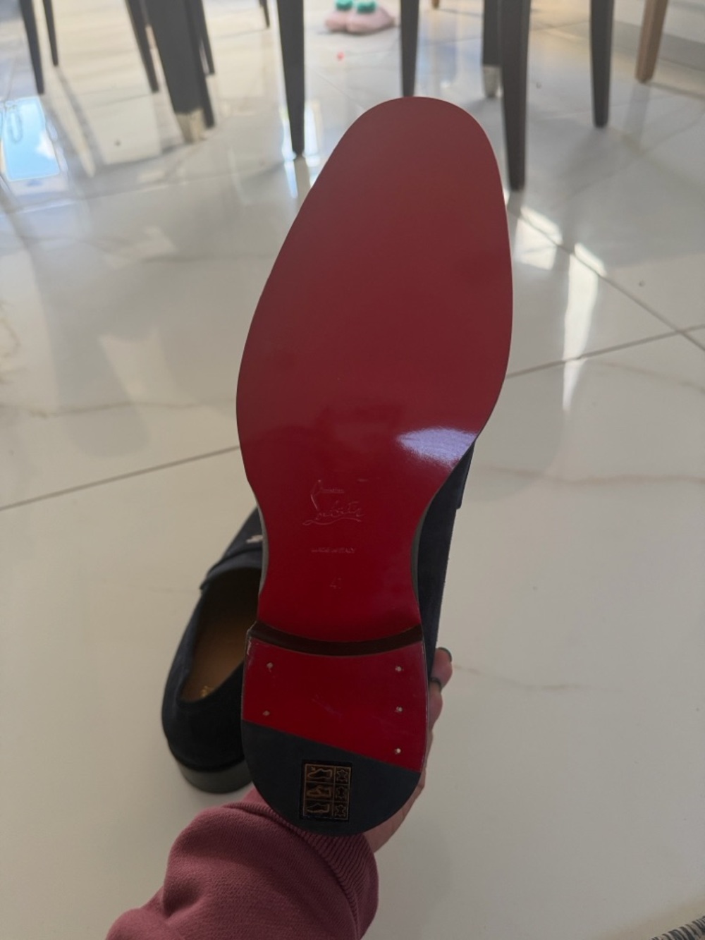 CHRISTIAN LOUBOUTIN - BLUE SUEDE "VARSIMOC" LOAFERS - Picture 5 of 6